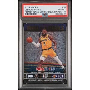 2023 Panini NBA Hoops Road to the Finals Conference Finals Lebron James PSA 8